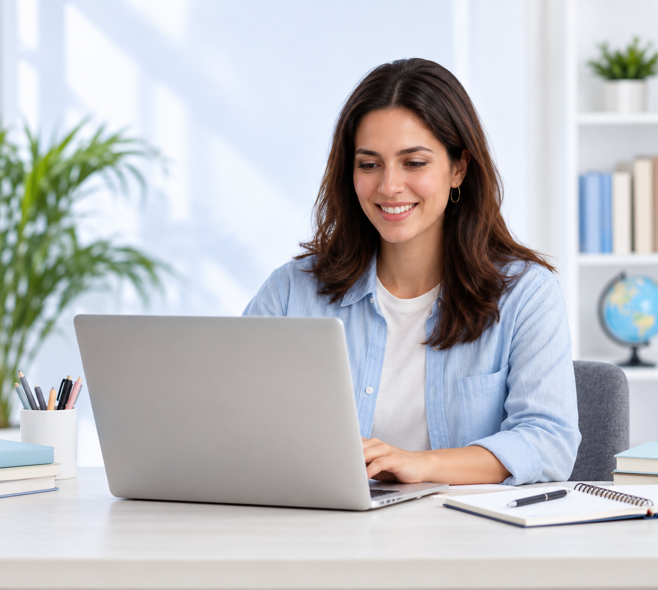 Educator working peacefully at her laptop