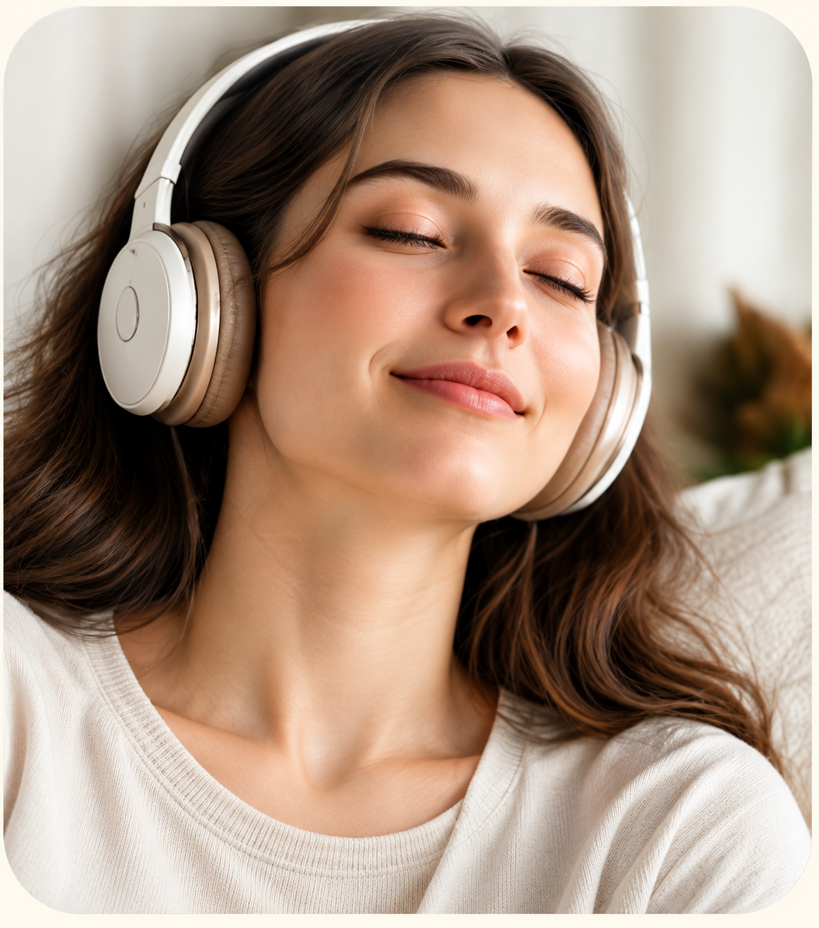 Woman enjoying a peaceful moment with headphones