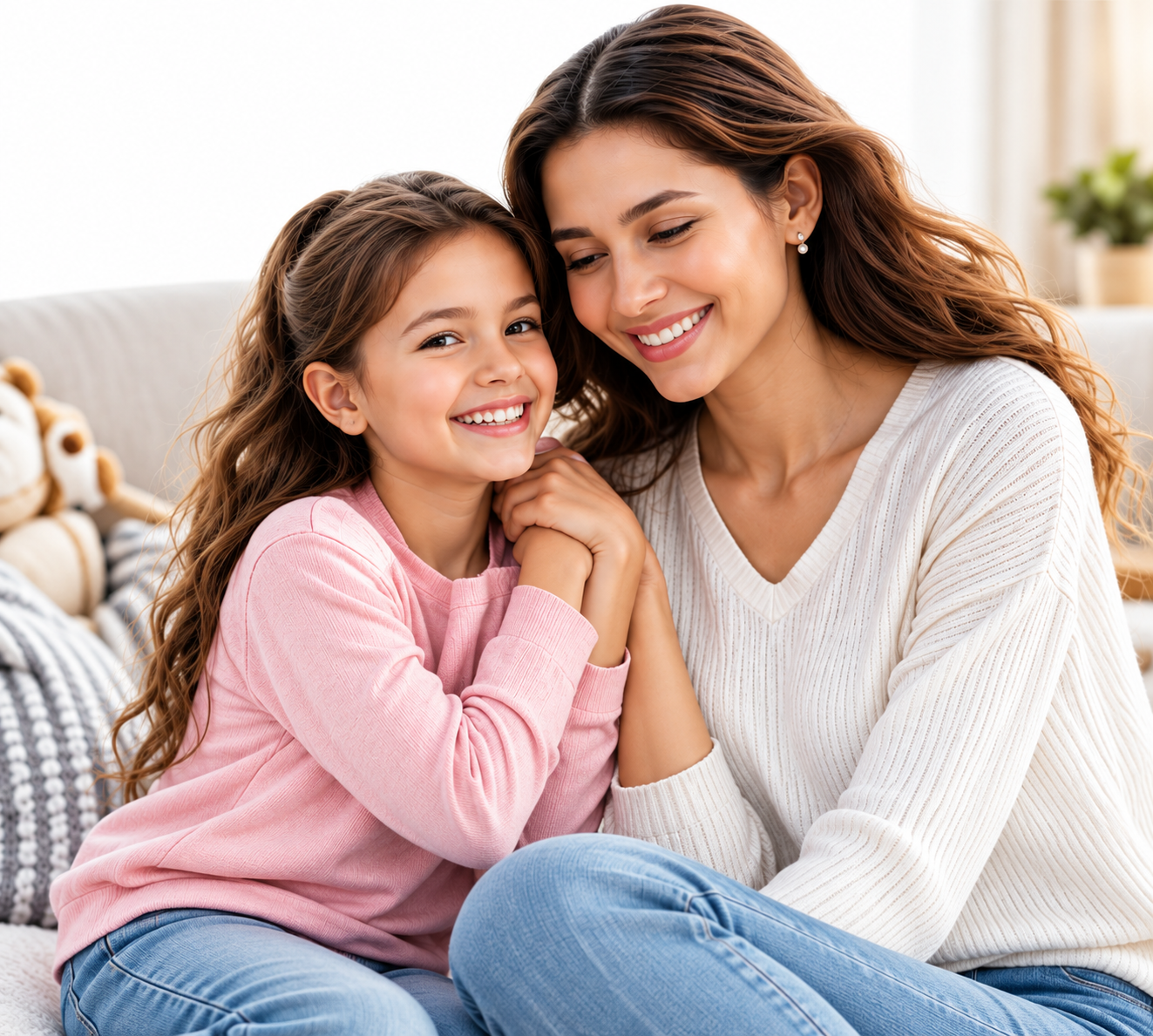 Mother and daughter sharing a happy moment